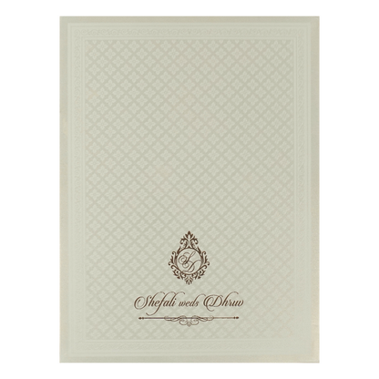 White Royal Couple Embossed Padded Wedding Card-KRE28140
