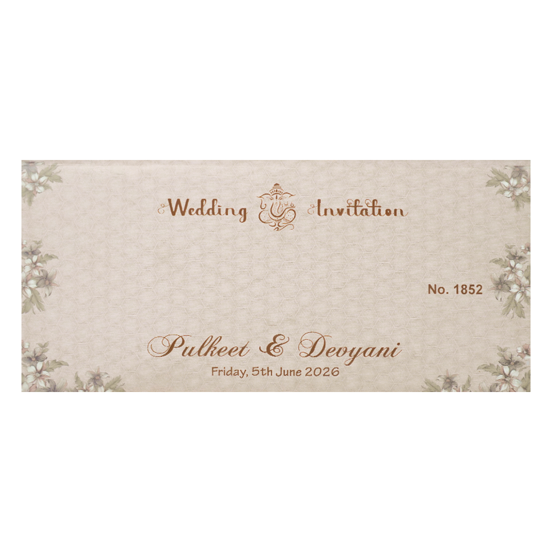 Pink Floral Laser Cut Wedding Card-KJTS1852