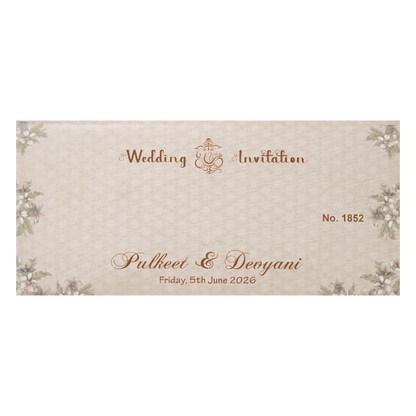 Pink Floral Laser Cut Wedding Card-KJTS1852