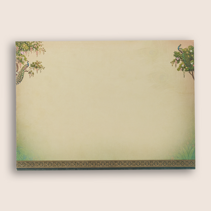 Cream Padded Floral Krishna Flute Wedding Card -  KAA06150