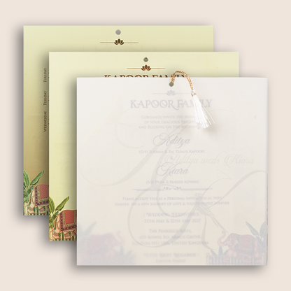 Pastel Brown Elephant Laser Cut Invitation Card - KFR17110