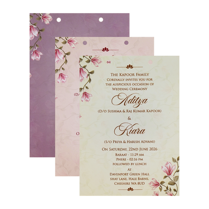 Lavender Lilly Flower MDF Laser Cut Wedding Card - KFR16080