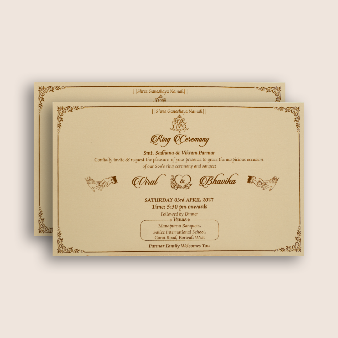 Cream Embossed Floral Padded Wedding Invitations - KMARA571