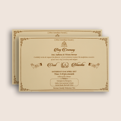 Cream Embossed Floral Padded Wedding Invitations - KMARA571