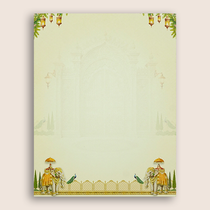 Cream Royal Palace Elephant Wedding Card - KNKN6321