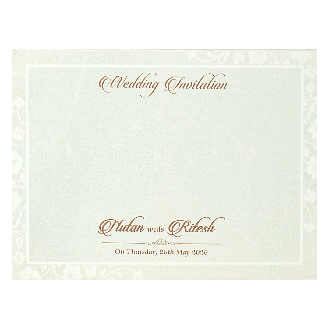 White Floral Embossed Wedding Card-KRE28590