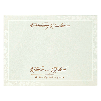 White Floral Embossed Wedding Card-KRE28590