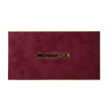 Maroon Simple Padded Wedding Card-KMMWD1170