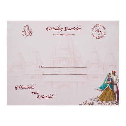 Lavender Temple Couple Padded Wedding Card-KSH72500