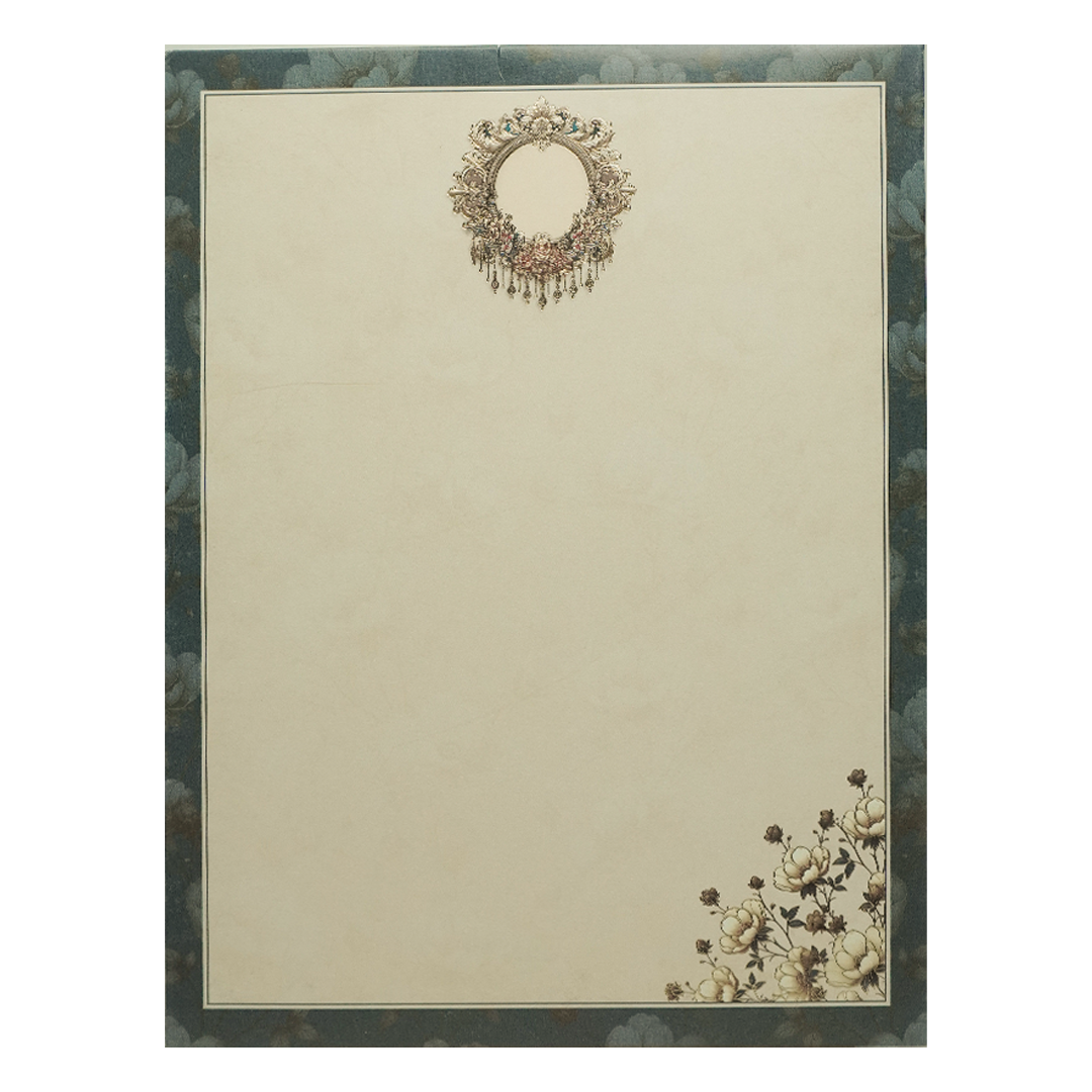 Navy Blue Floral Gatefold Wedding Card-KAK01090