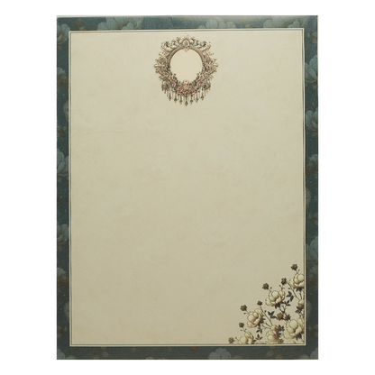 Navy Blue Floral Gatefold Wedding Card-KAK01090