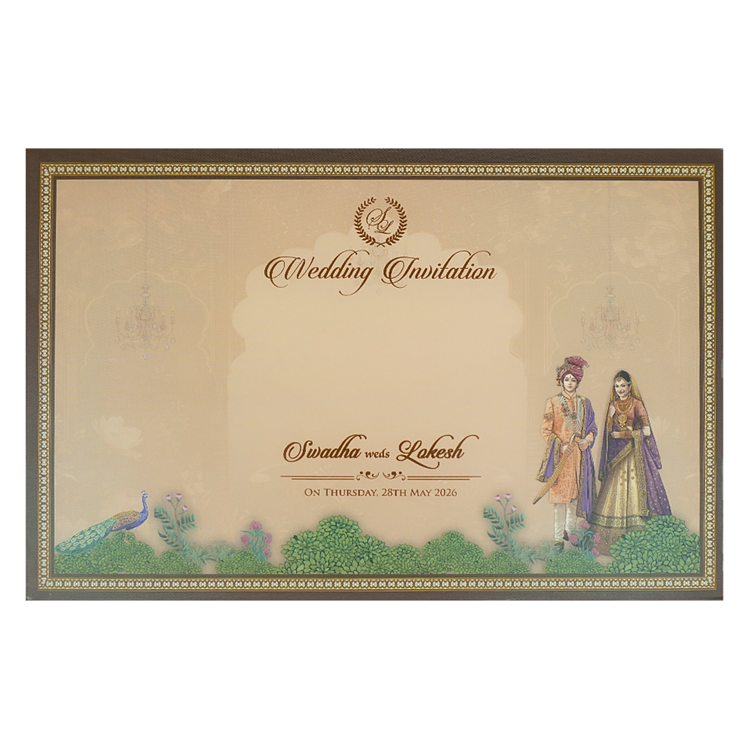 Buy Brown Palace Arch Padded Wedding Card