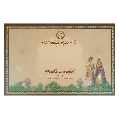 Buy Brown Palace Arch Padded Wedding Card