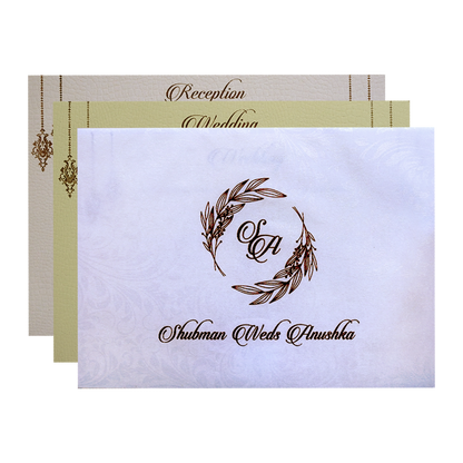 Royal Lavender Padded Embossed Gold Door Style Wedding Invitation Card-KRB09660