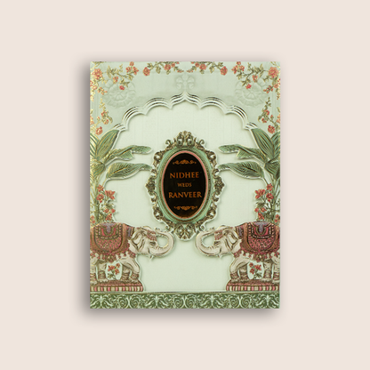 Grey Elephant Laser Cut Padded Wedding Card - KVN07720