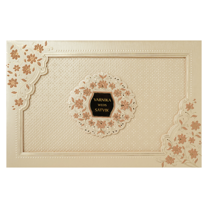 Peach Gold Floral Padded Wedding Card-KSSC2150
