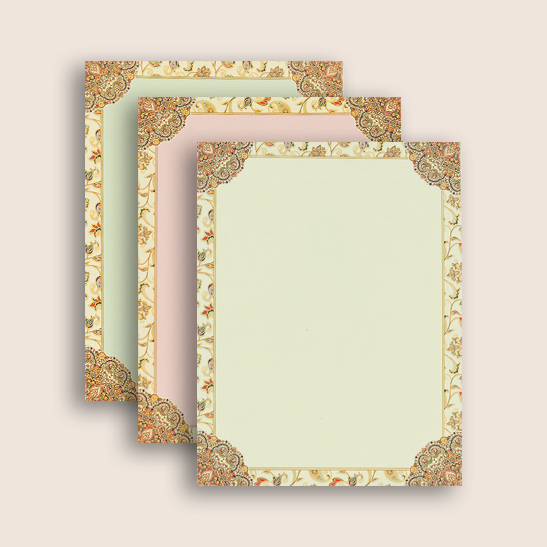 Cream Floral Pattern Padded Wedding Card - KAA05790