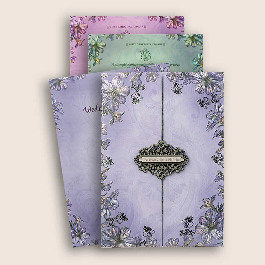 Lavender Floral Door Style Wedding Invitation -  KVN07800