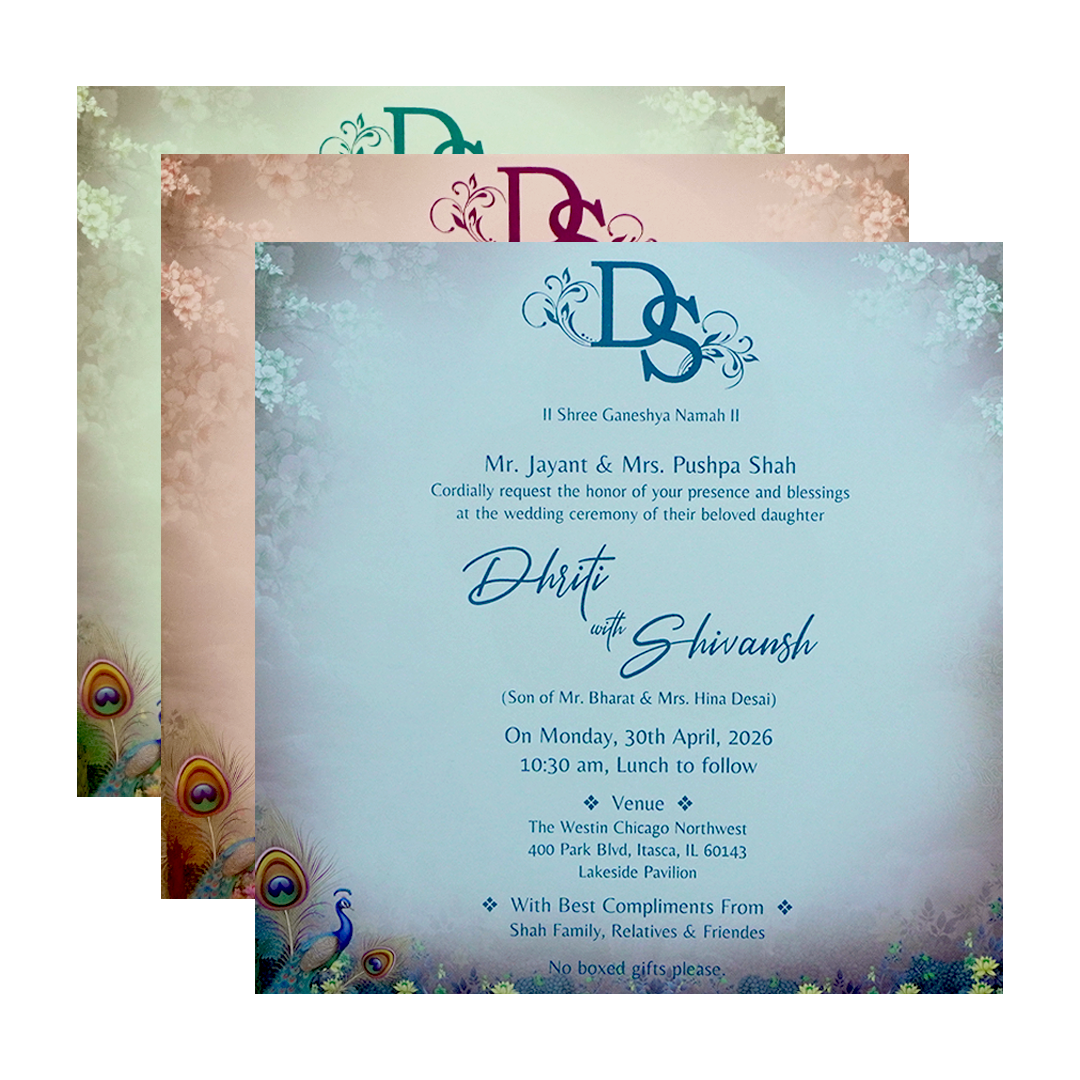 Yellow Radha Krishna Padded Wedding Card - KSH72680