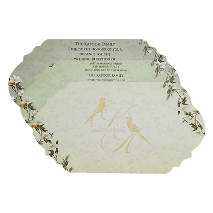 Sage Green Magnolia Floral Layered Wedding Card - KFR16140