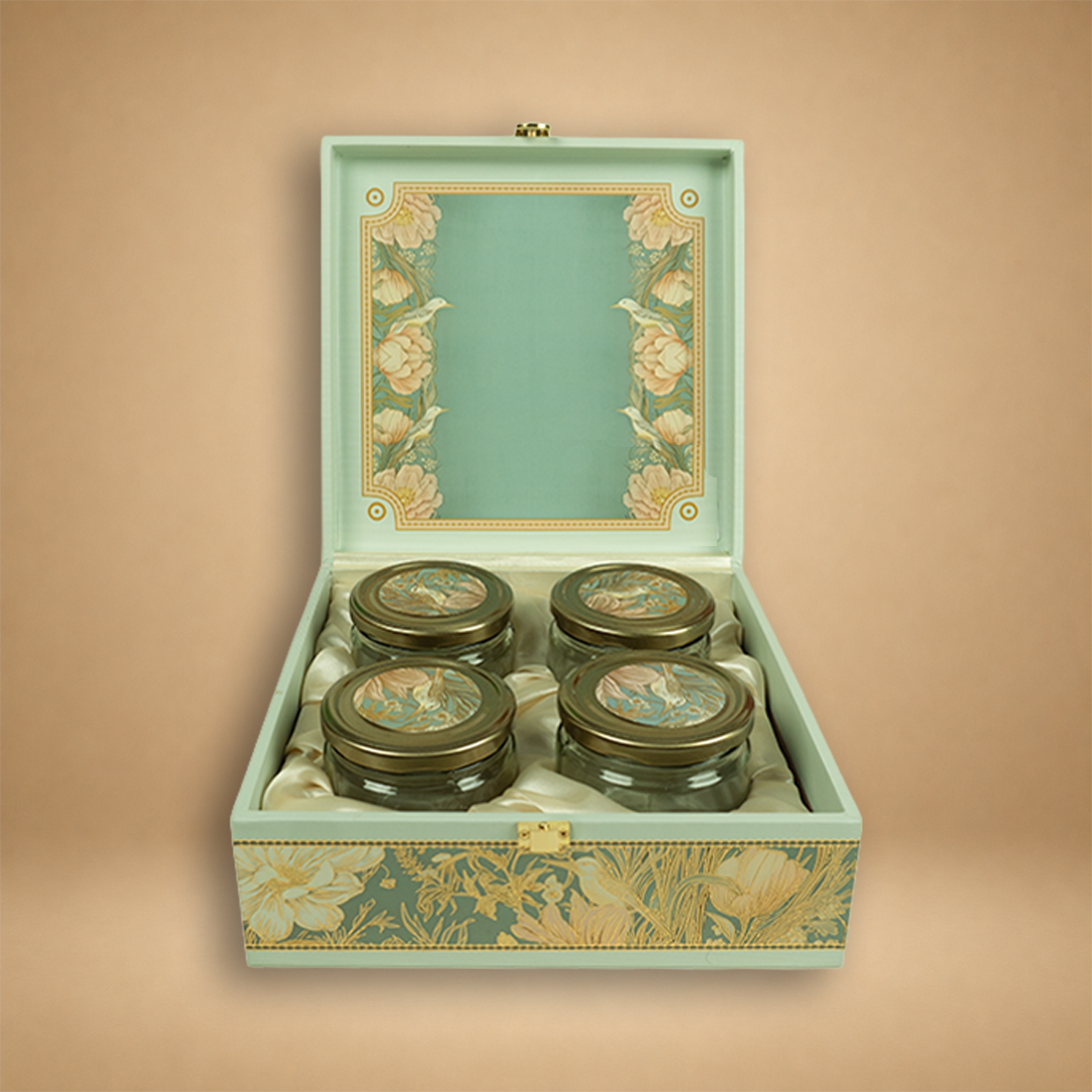 Pastel Blue Elegant Floral Luxury Sweet Jar Box - KBX27015