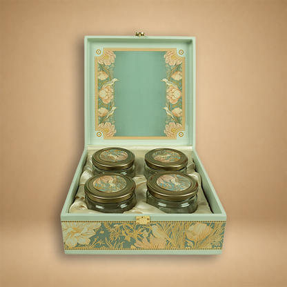 Pastel Blue Elegant Floral Luxury Sweet Jar Box - KBX27015