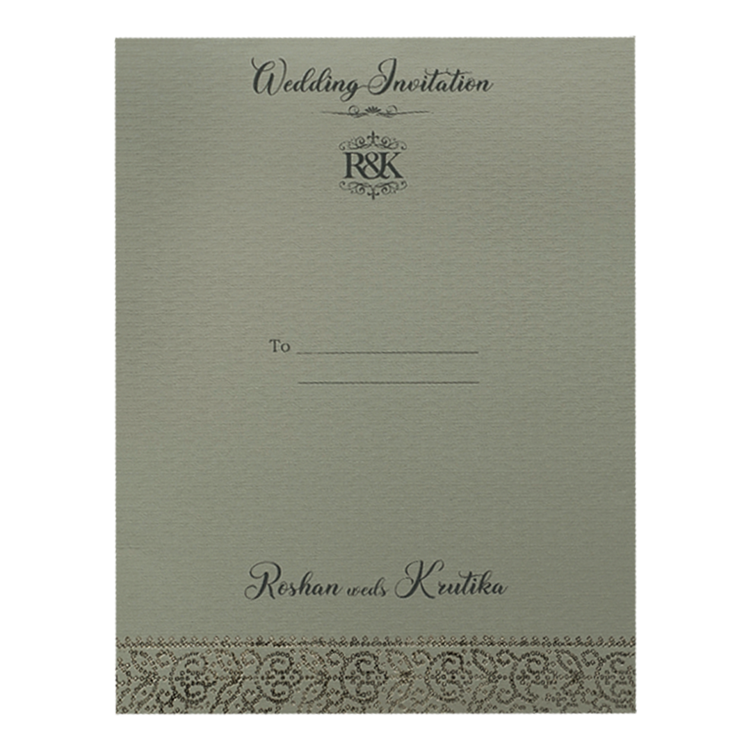 Grey Arch Flower Wedding Card-KSI65040