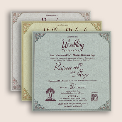 Lavender Floral Door Style Padded Invitation Card - KSH72760