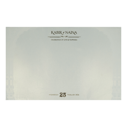 White Palace Arch Padded Wedding Card-KRE28060