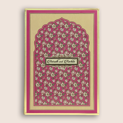 Pink Padded Lotus Floral Wedding Card - KAA06260