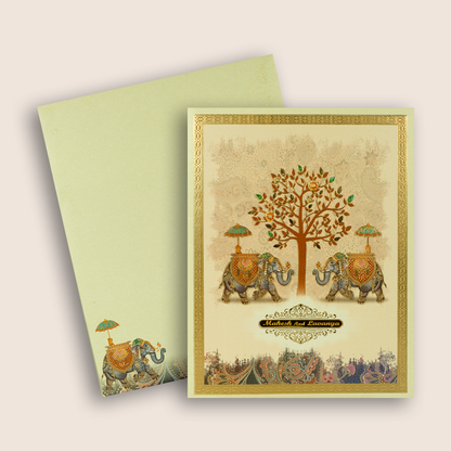 Cream Traditional Wedding Card - KNKJ1138