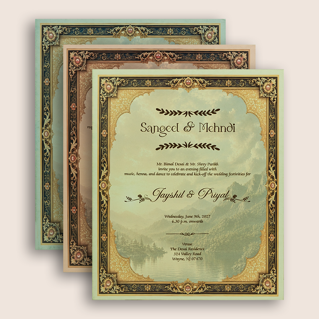 Beige Floral Laser Cut Padded Wedding Card - KPR026100