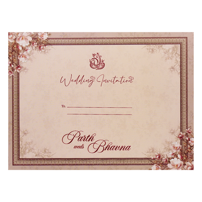 Pink Floral Padded Wedding Card-KSH72490