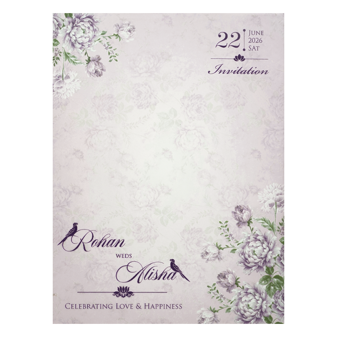 Pastel Pink Floral Padded Wedding Card-KFR15340