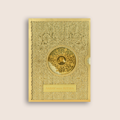 Cream MDF Floral Book Style Luxury Wedding Invitation - KNLW202574