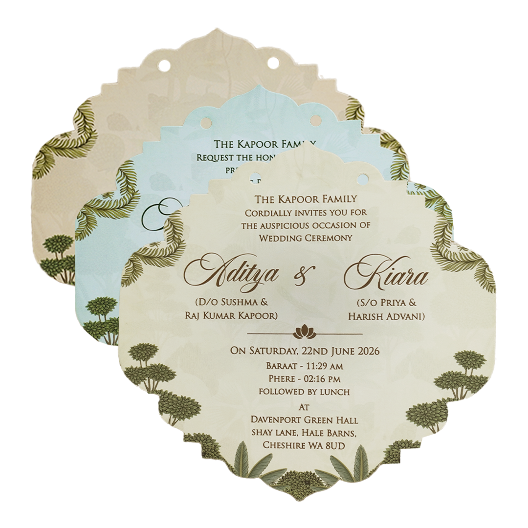 Cream Palace Elephant Laser Cut Wedding Card-KFR16050