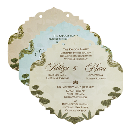 Cream Palace Elephant Laser Cut Wedding Card-KFR16050