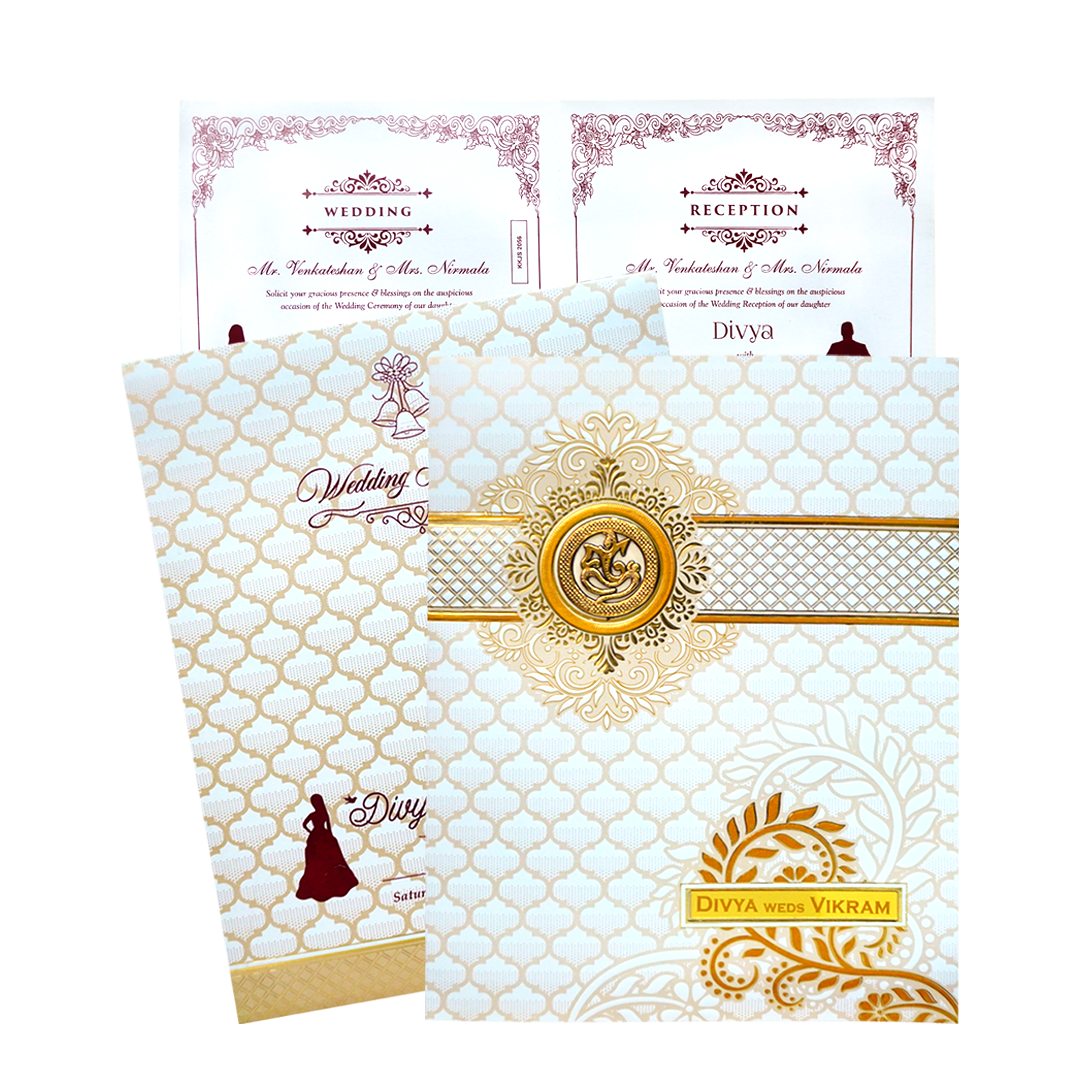 White Wedding Invitation Card-KNJS2056-King of Cards