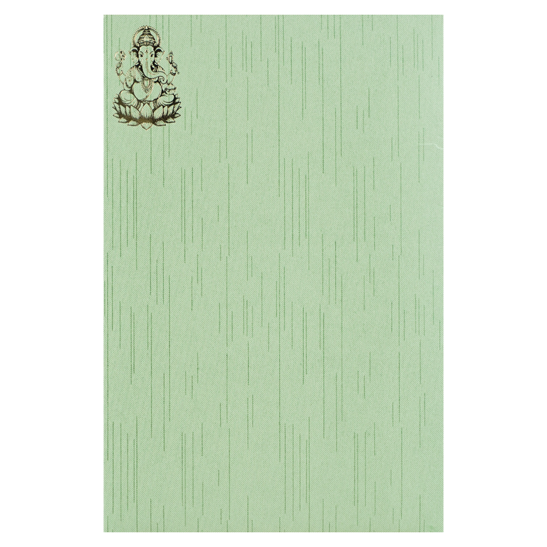 Green Floral Ganesha Wedding Card-KNKR051GN