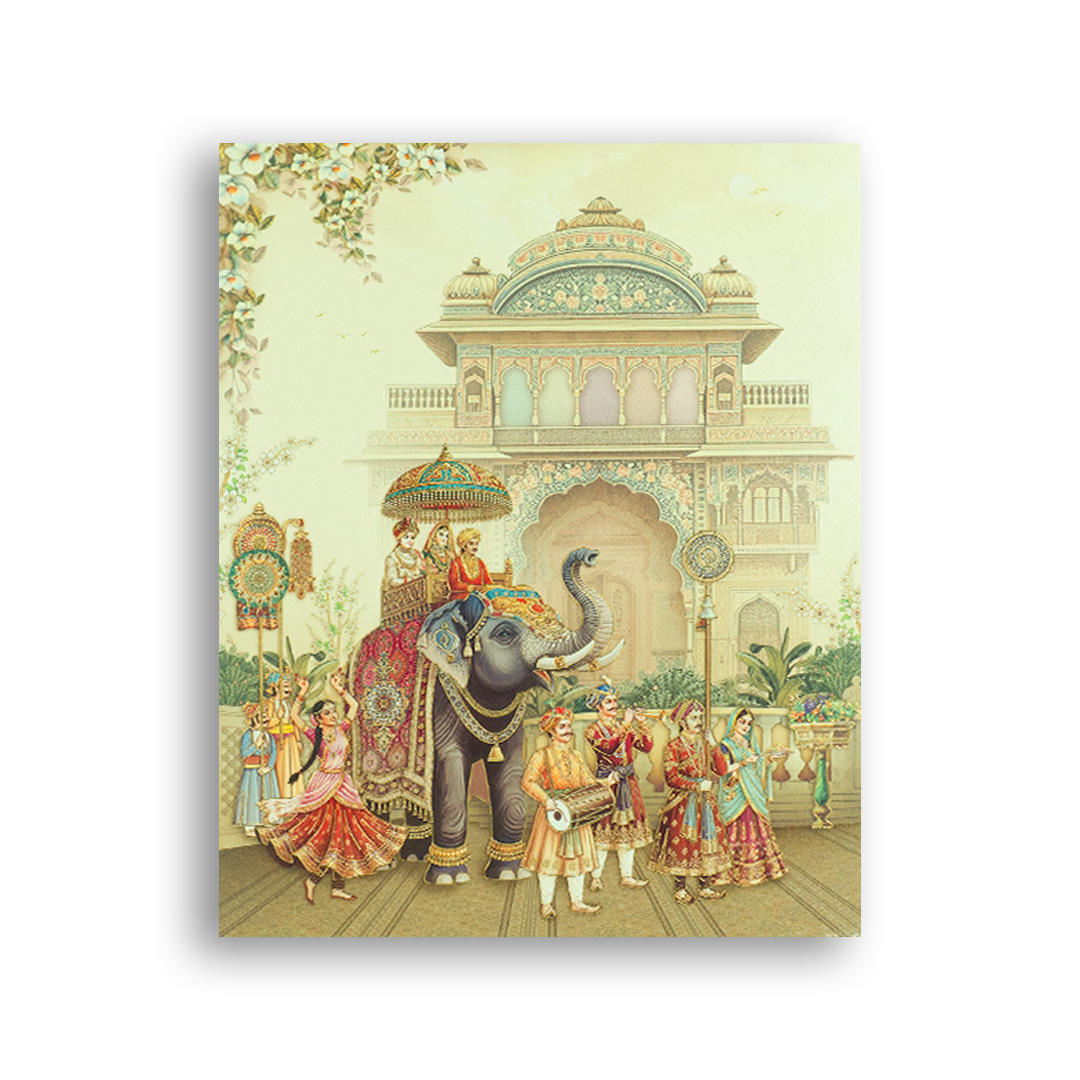Cream Royal Palace Elephant Wedding Card - KAA05120
