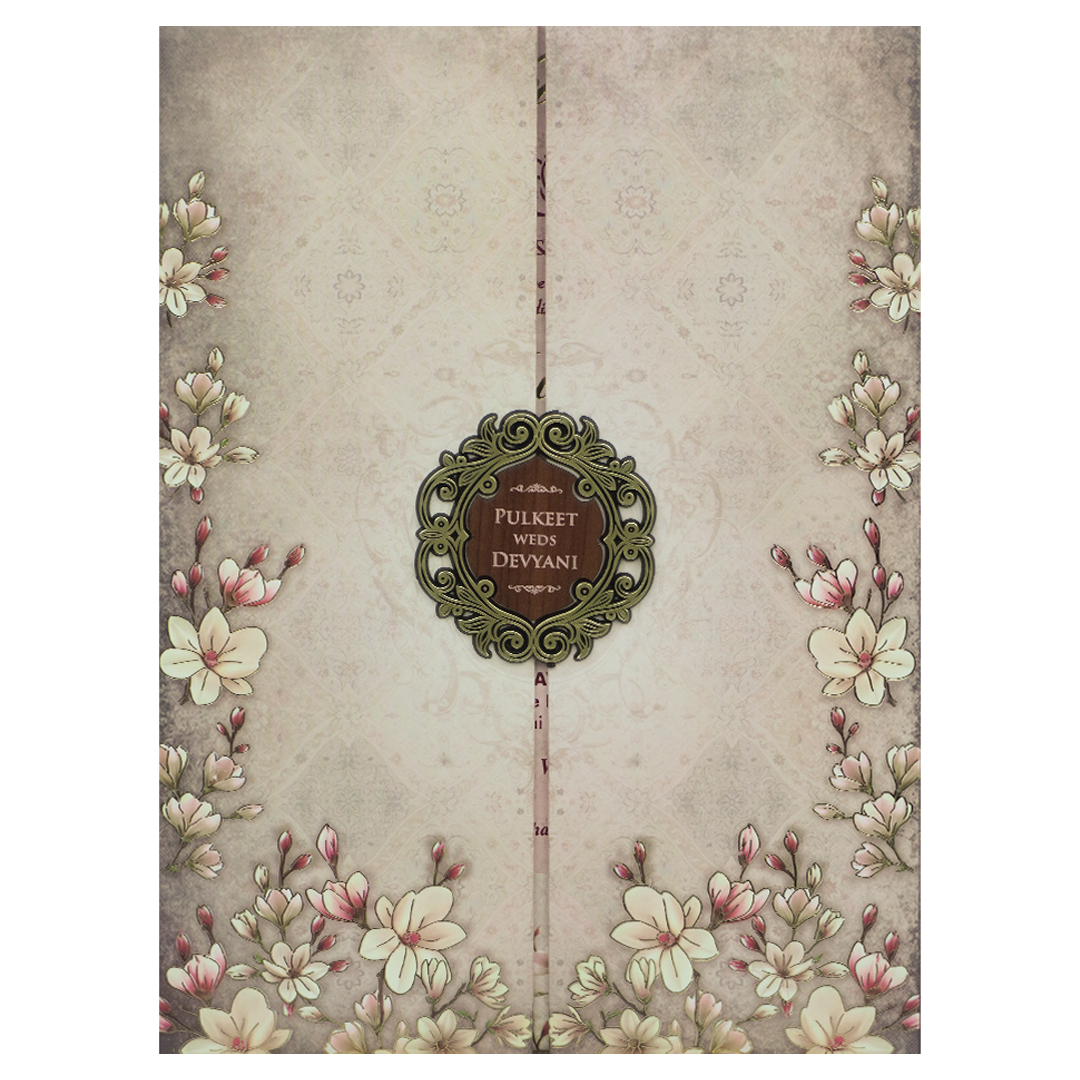 Check out Grey Floral Padded Wedding Card at best price. ✅WhatsApp   Support✅Express Delivery|King of cards.