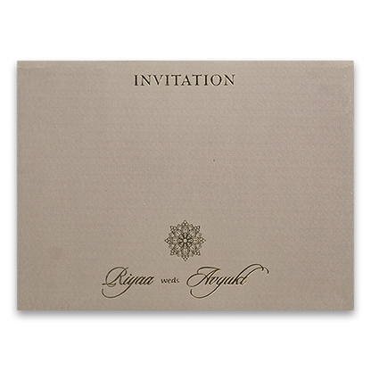 Beige Padded Peacock Premium Wedding Card - KRC31590