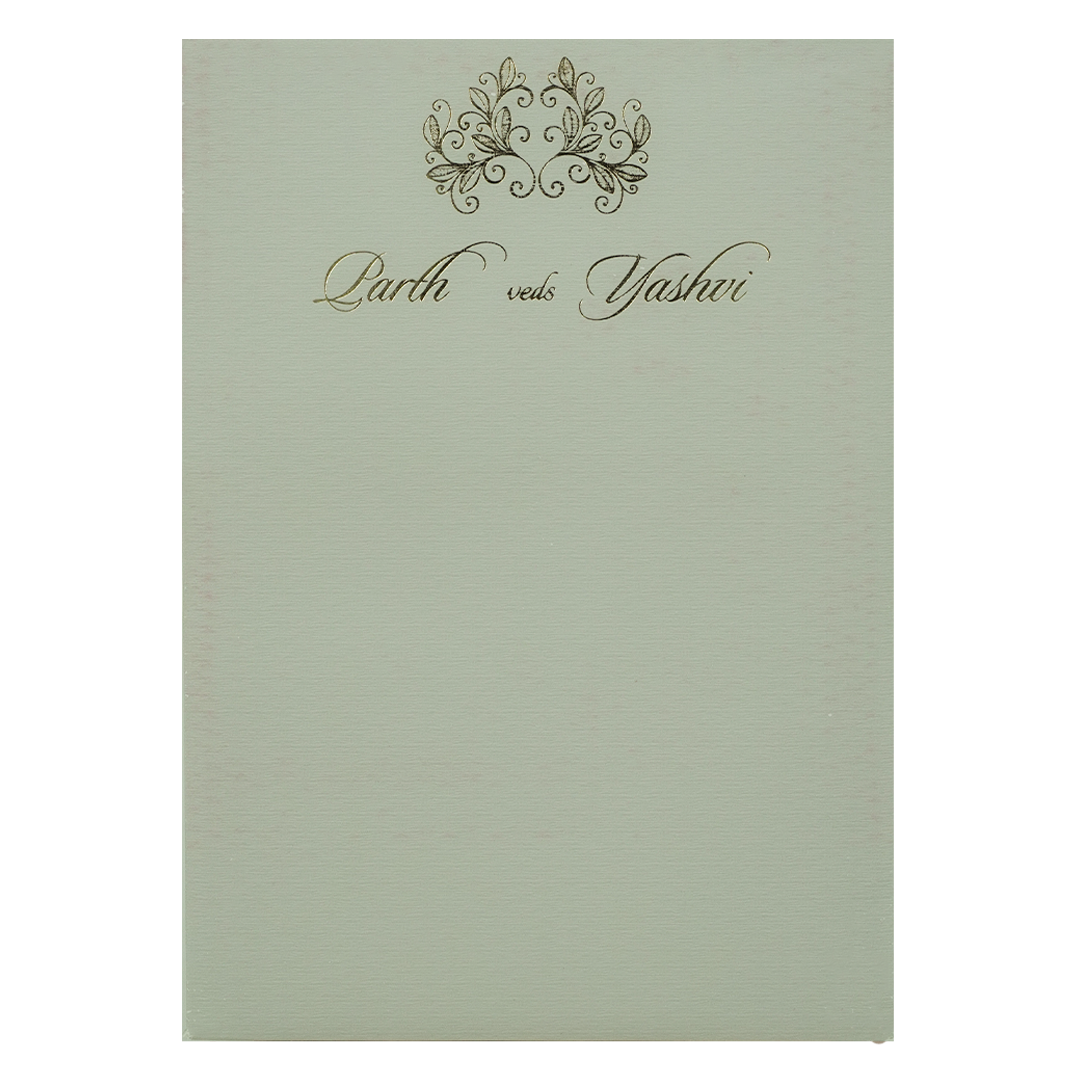 Green Padded Floral Wedding Card-KRC31510