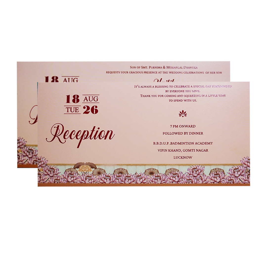 Pink Gold Embossed Balaji Padmavathi Wedding Invitation Card-KPR06490