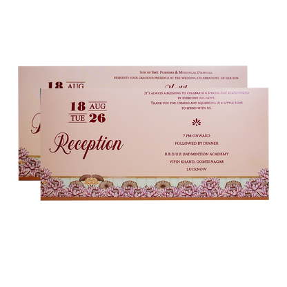 Pink Gold Embossed Balaji Padmavathi Wedding Invitation Card-KPR06490