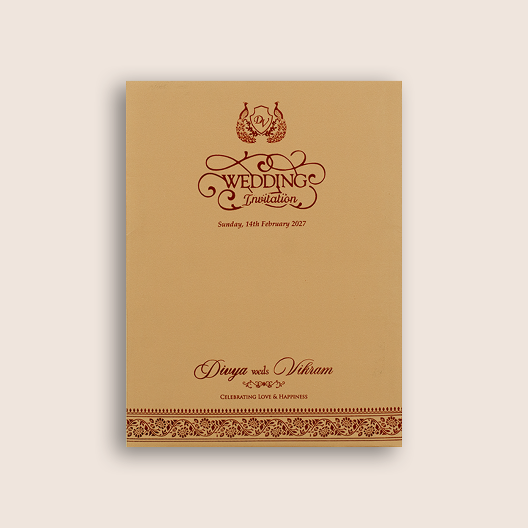 Warm Beige Floral Wedding Invitation Card - KNRR7073B