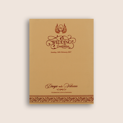 Warm Beige Floral Wedding Invitation Card - KNRR7073B