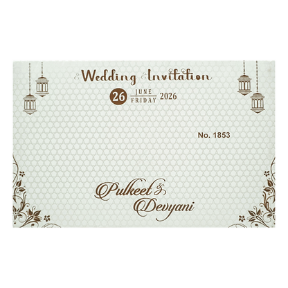 White Floral Padded Wedding Card-KJTS1853