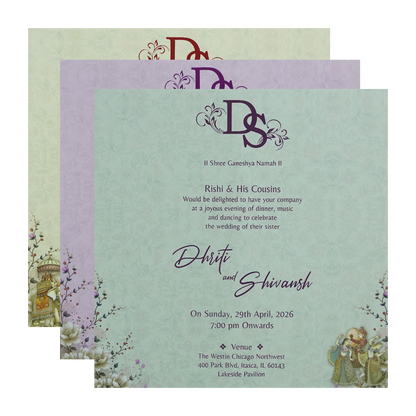 Green Palace Padded Wedding Card - KSH72720