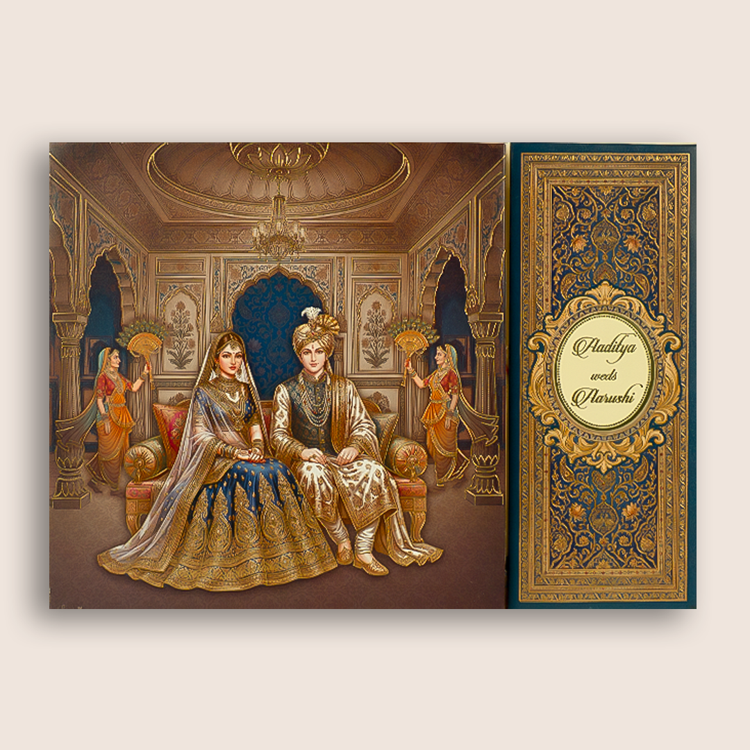Brown Bride Groom Door Style Wedding card - KAA05360